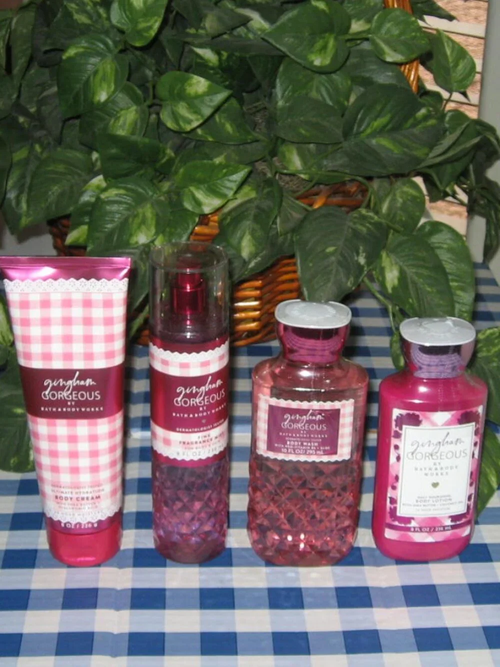 BBW Gingham GORGEOUS Body Wash Fragrance Mist Body Cream & Lotion Lot of 4 NEW